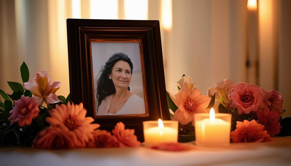 photo of a loved one with flowers and candles 