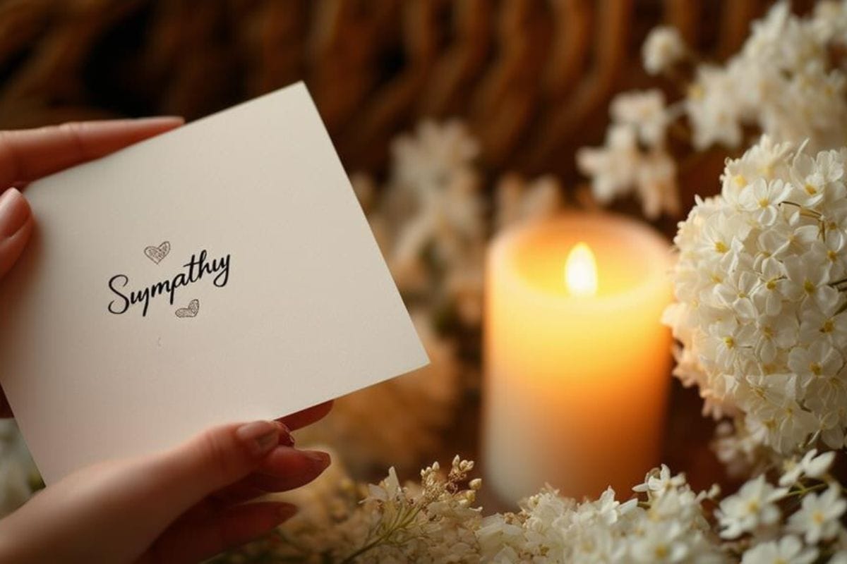 Image showing sympathy card with candles and flowers
