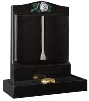 WG142 Book Shaped Memorial with Carved Rose