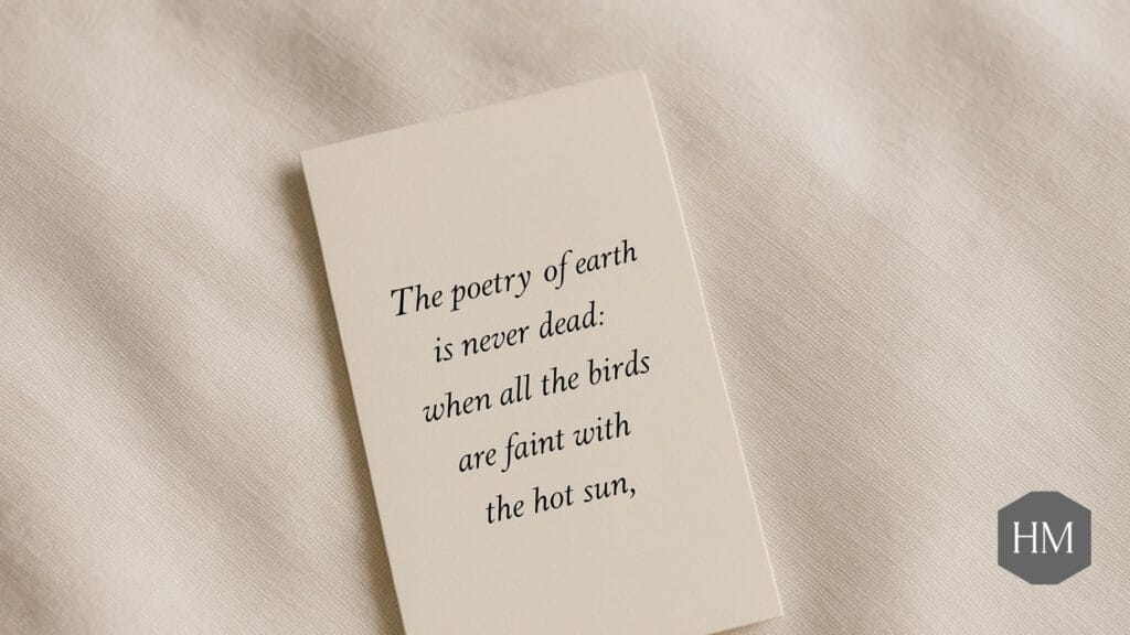 Elegant memorial card showing short funeral poem or verse